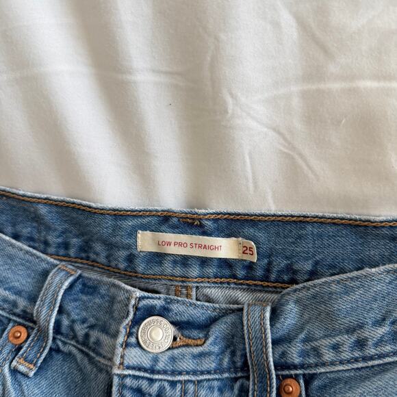 Levi’s Low Pro Straight Blue Jeans Size 25 High Rise Denim - Picture 3 of 6